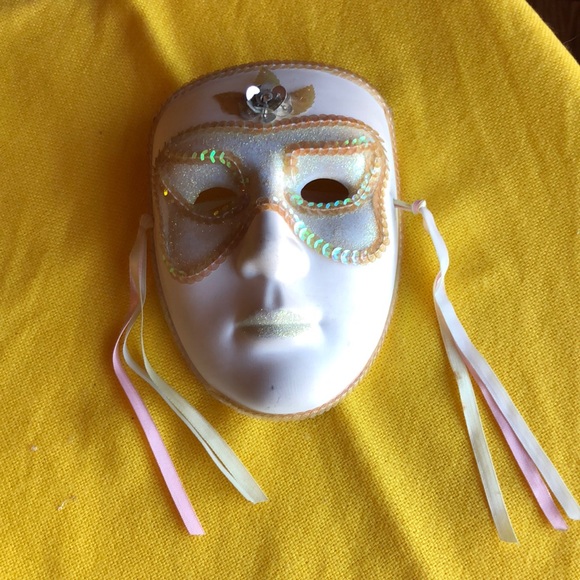 Vintage porcelain mask wall hanging